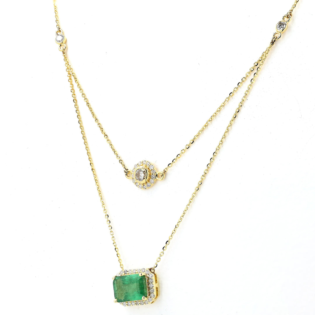 Layered Emerald Diamond Necklace