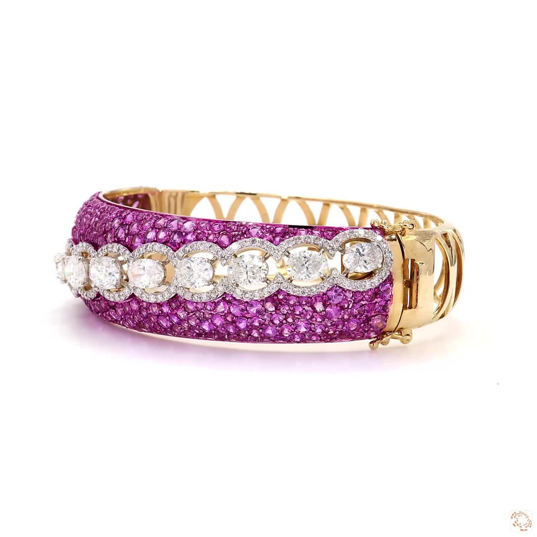 Pink Sapphire Oval Diamond Bangle