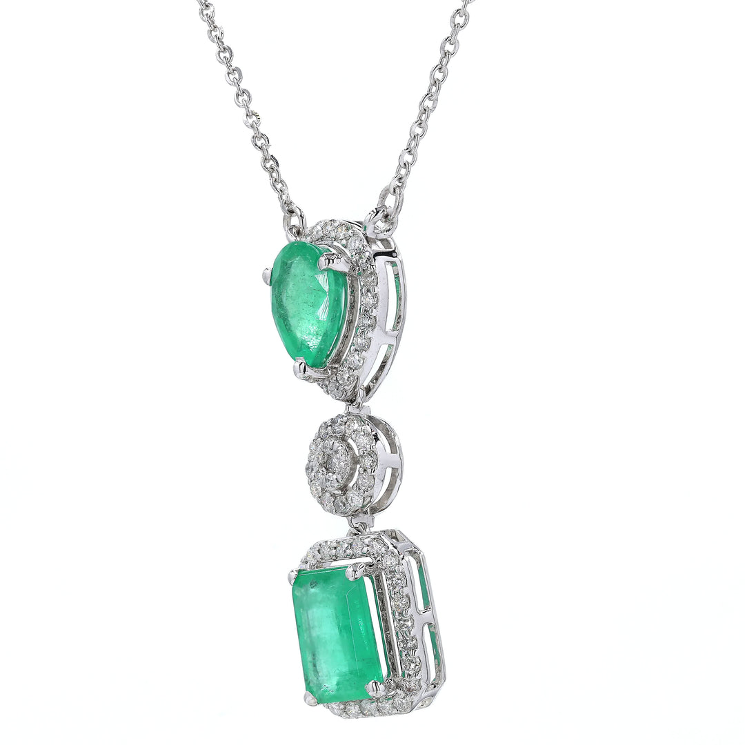 Emerald Drop Diamond Pendant Necklace