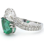 Load image into Gallery viewer, Emerald Natural Diamond Bypass Ring
