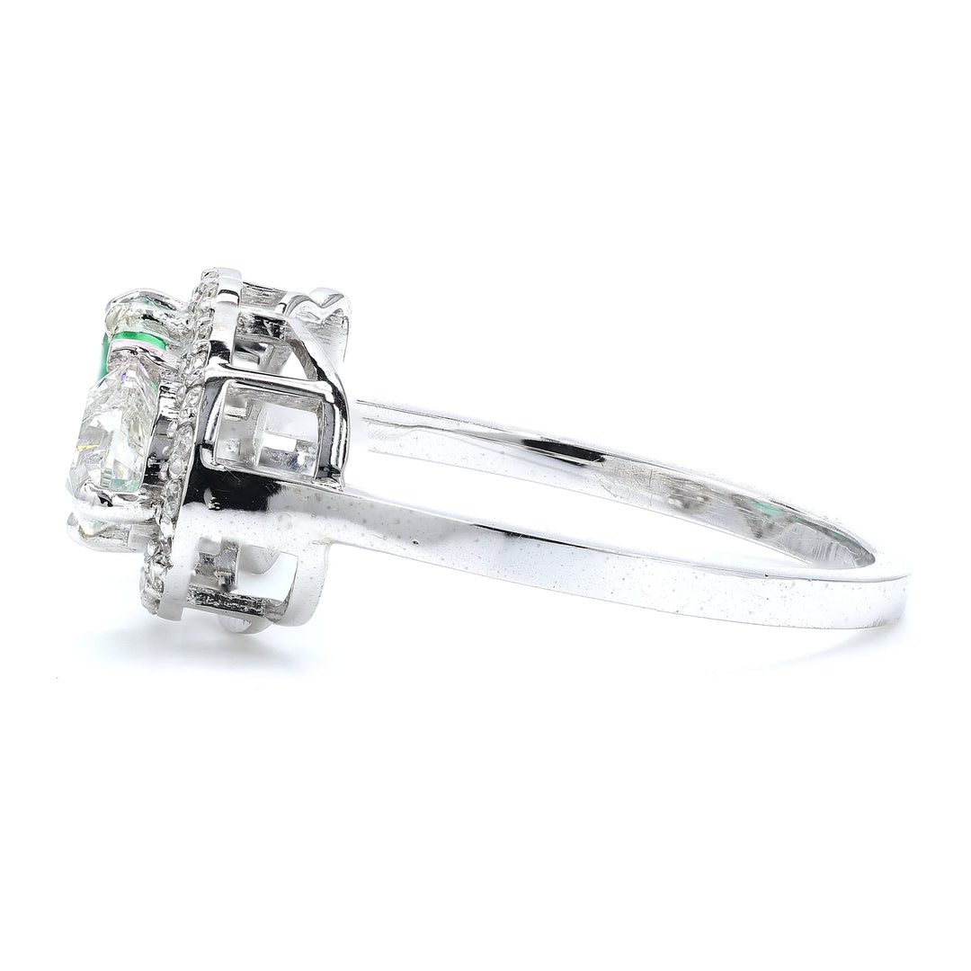 Emerald Heart & Diamond Heart Ring