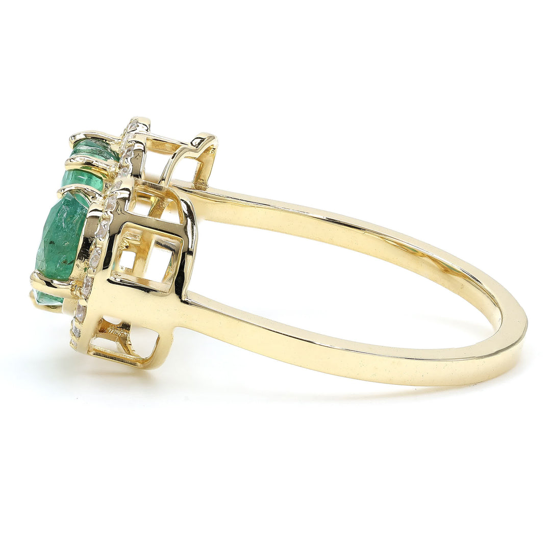 Heart and Pear Emerald Diamond Ring