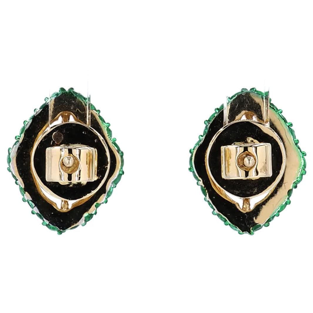 Marquise Diamond Emerald Earrings