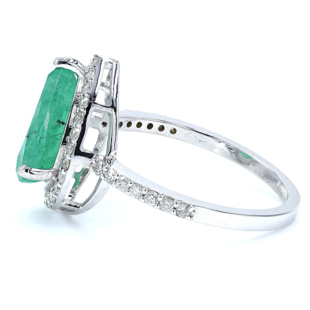 Pear Cut Emerald Diamond Ring