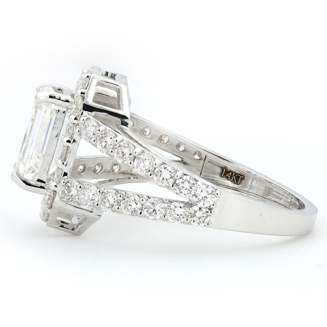 Emerald Cut Halo Diamond Ring