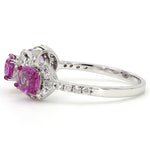 Load image into Gallery viewer, Three Stone Pink Sapphire Diamond Ring
