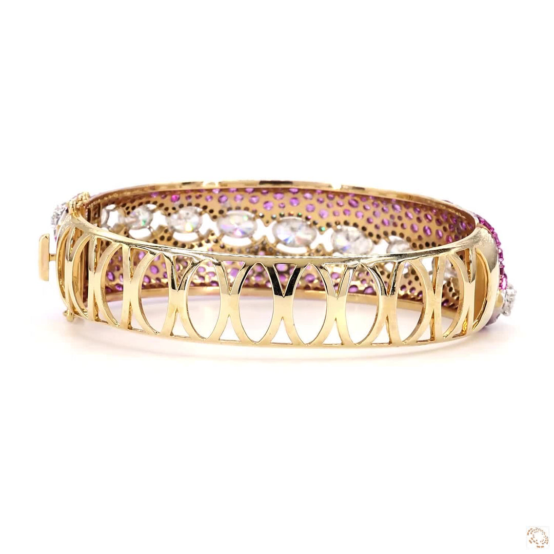 Pink Sapphire Oval Diamond Bangle