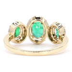 Load image into Gallery viewer, Three Oval Emerald Halo Diamond Ring
