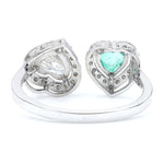 Load image into Gallery viewer, Emerald Heart &amp; Diamond Heart Ring
