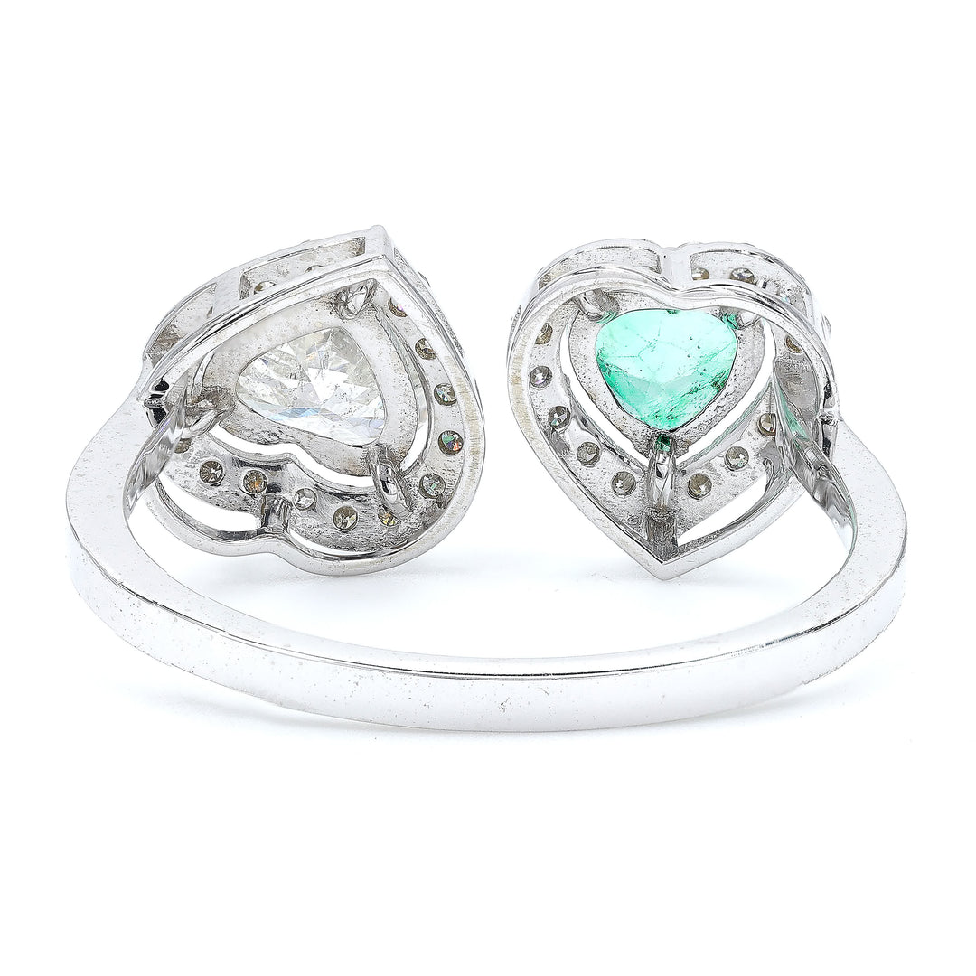 Emerald Heart & Diamond Heart Ring