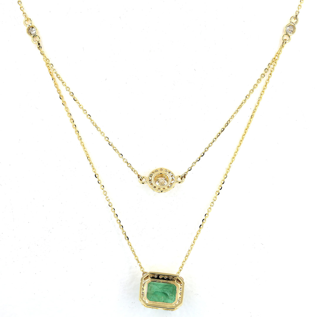 Layered Emerald Diamond Necklace