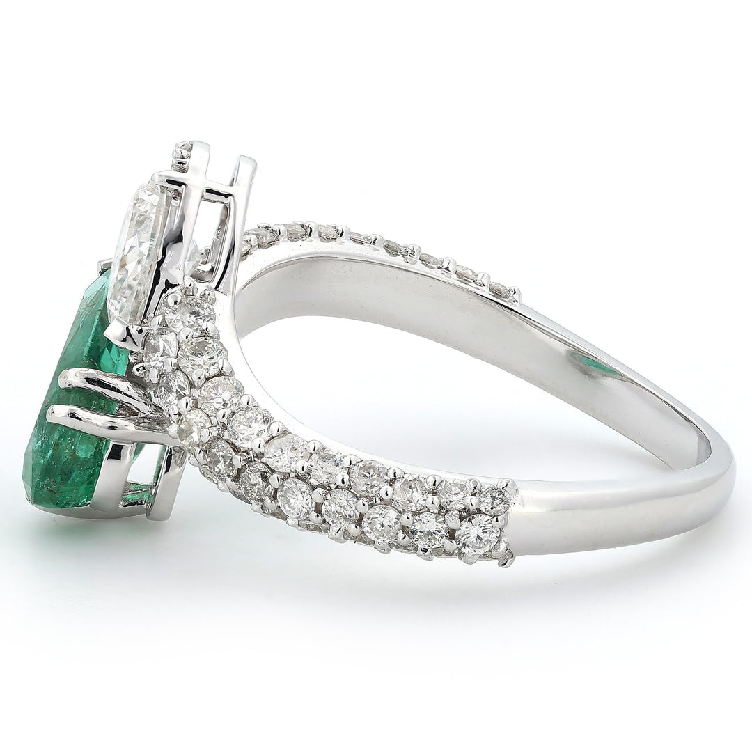 Emerald Natural Diamond Bypass Ring