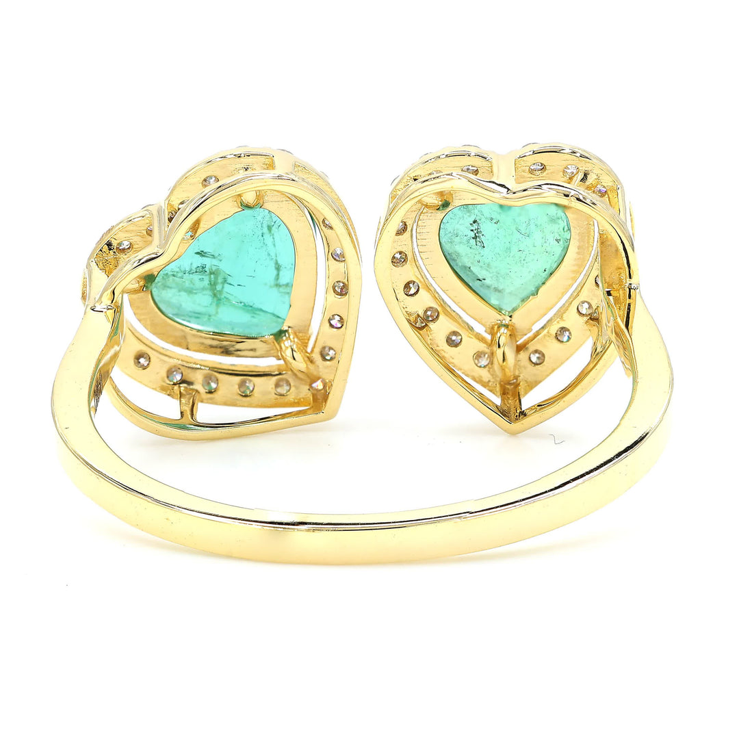 Heart Shape Natural Emerald Diamond Ring