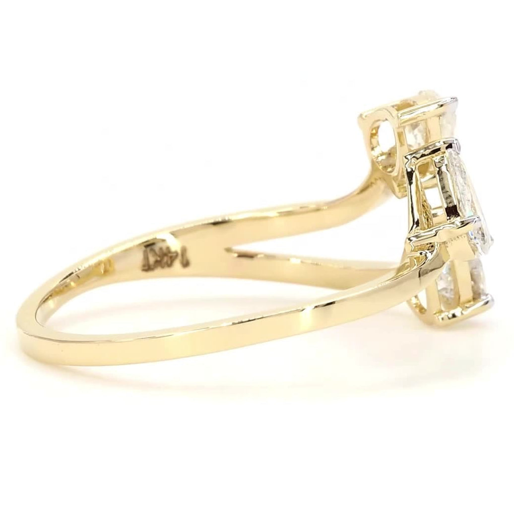 Three Stone Pear Diamond Ring