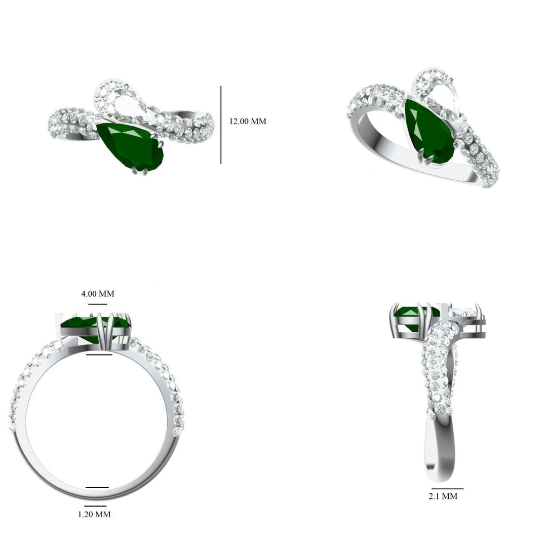 Emerald Natural Diamond Bypass Ring