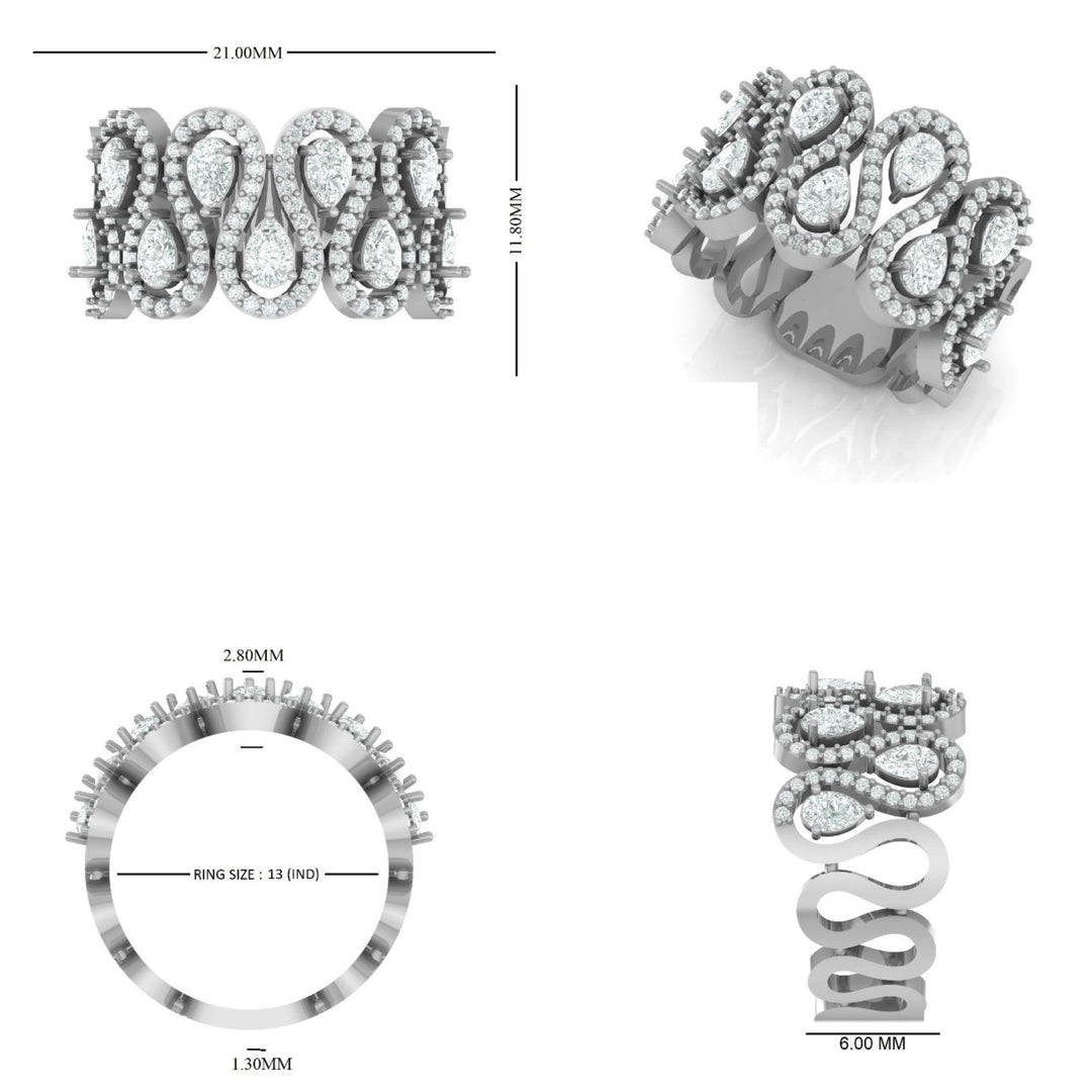 Pear Halo Loop Diamond Band Ring