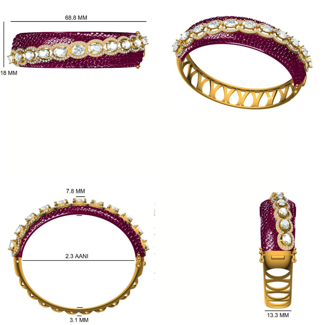 Pink Sapphire Oval Diamond Bangle