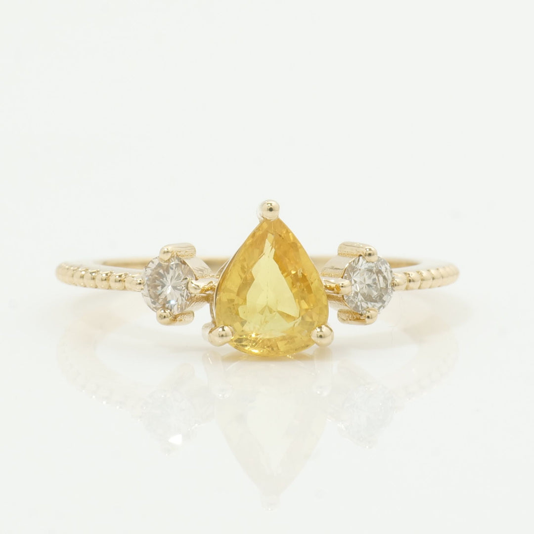 Pear Yellow Sapphire Diamond Ring