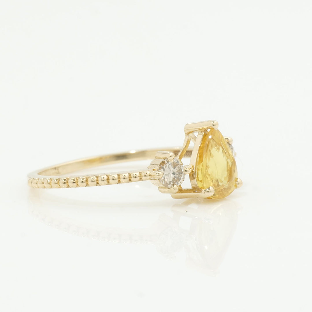 Pear Yellow Sapphire Diamond Ring