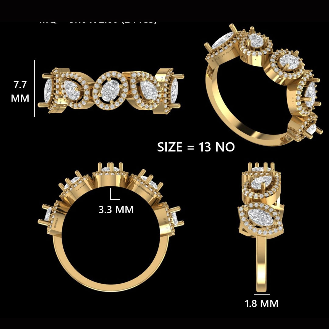 Multi Stone Halo Diamond Ring