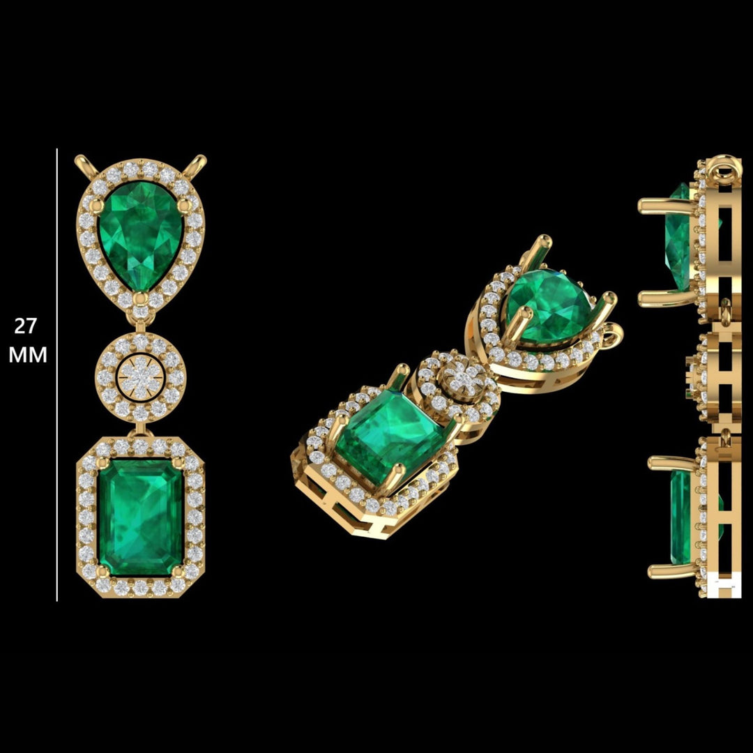 Emerald Drop Diamond Pendant Necklace