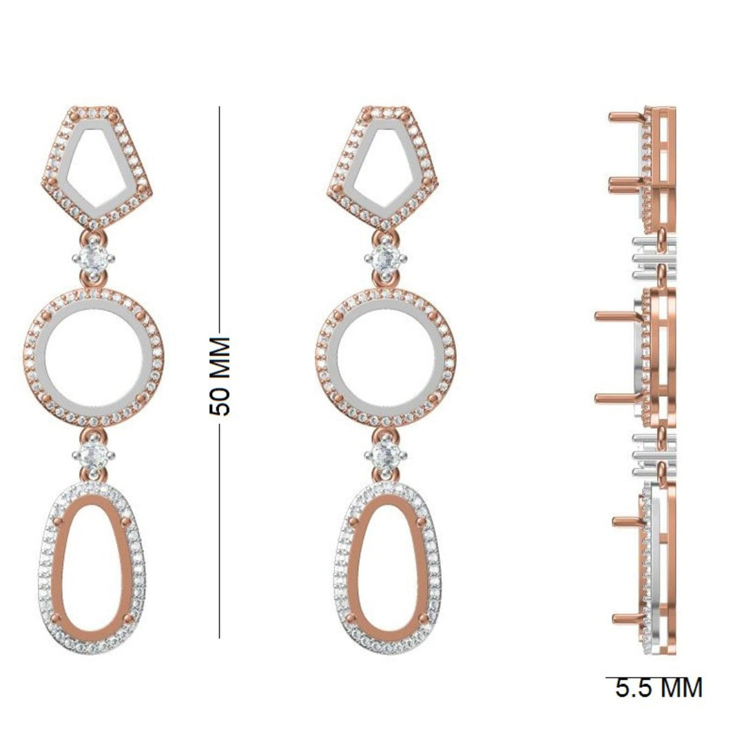 Ruby Tourmaline Drop Diamond Earrings