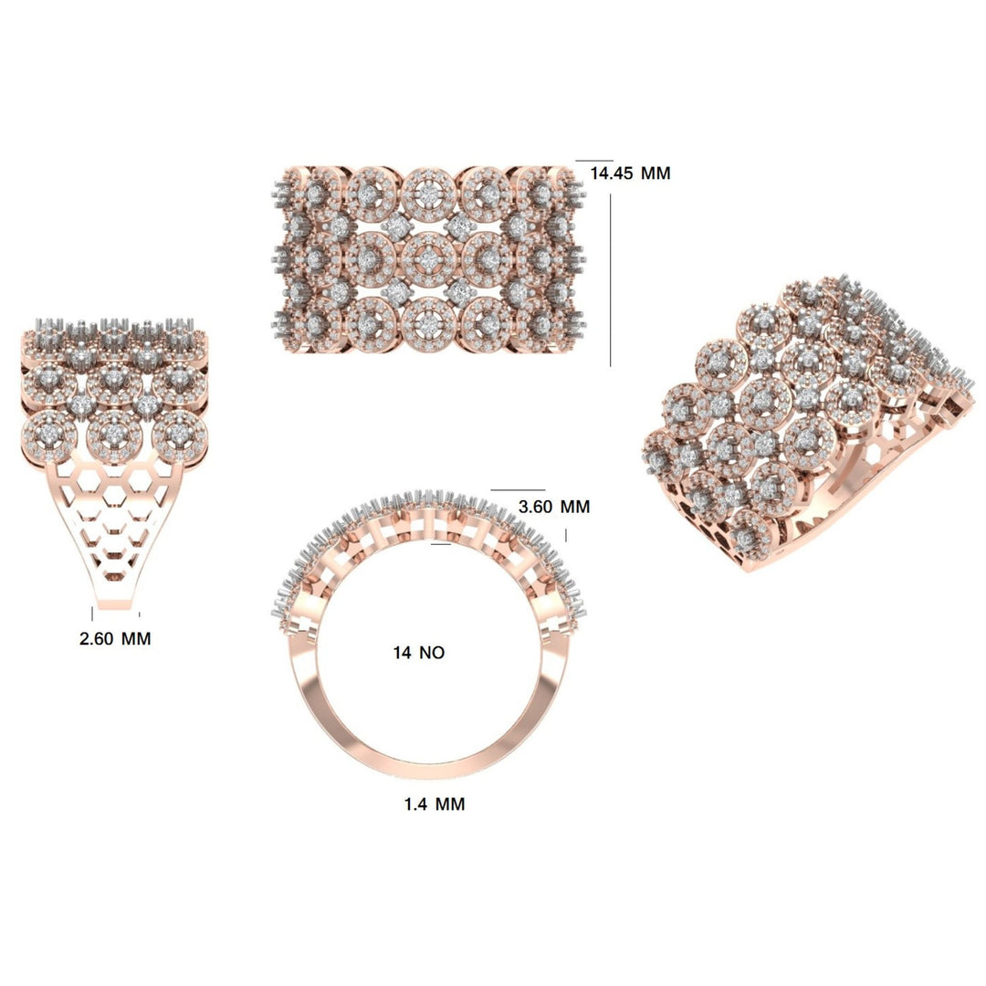 Three Row Wide Diamond Band Ring