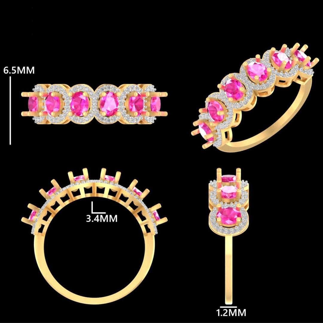 Pink Sapphire Diamond Eternity Band Ring