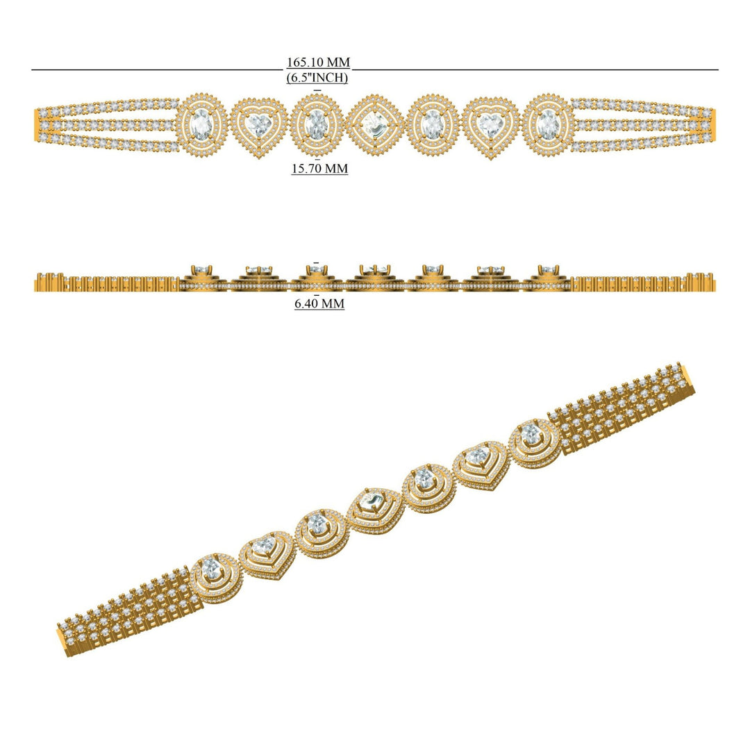 Multi Shape Diamond Double Halo Bracelet