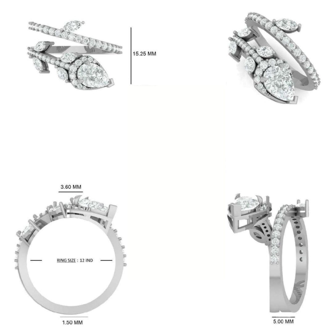 Pear Diamond Leaf Ring