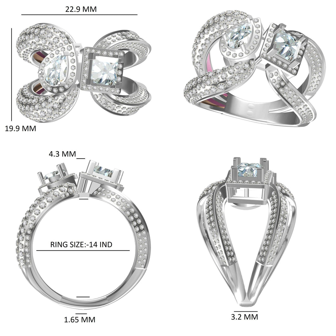 Princess Pear Diamond Ring