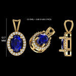Load image into Gallery viewer, Oval Blue Sapphire Necklace, 14k Solid Gold, Natural Diamonds, Halo Pendant, Fine Chain Jewelry, Gift For Her
