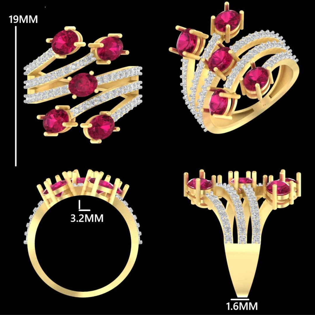 Five Stone Pink Sapphire Diamond Ring