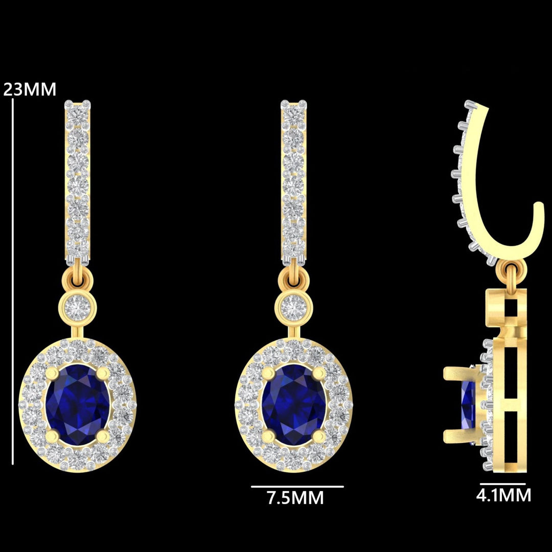 Sapphiree Drop Diamond Dangle Earrings