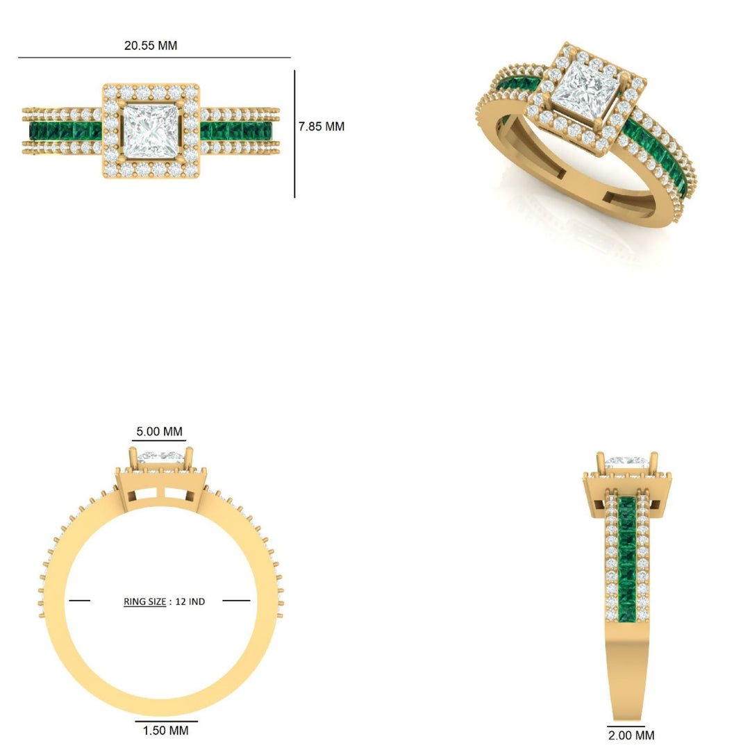 Square Diamond Halo Ring