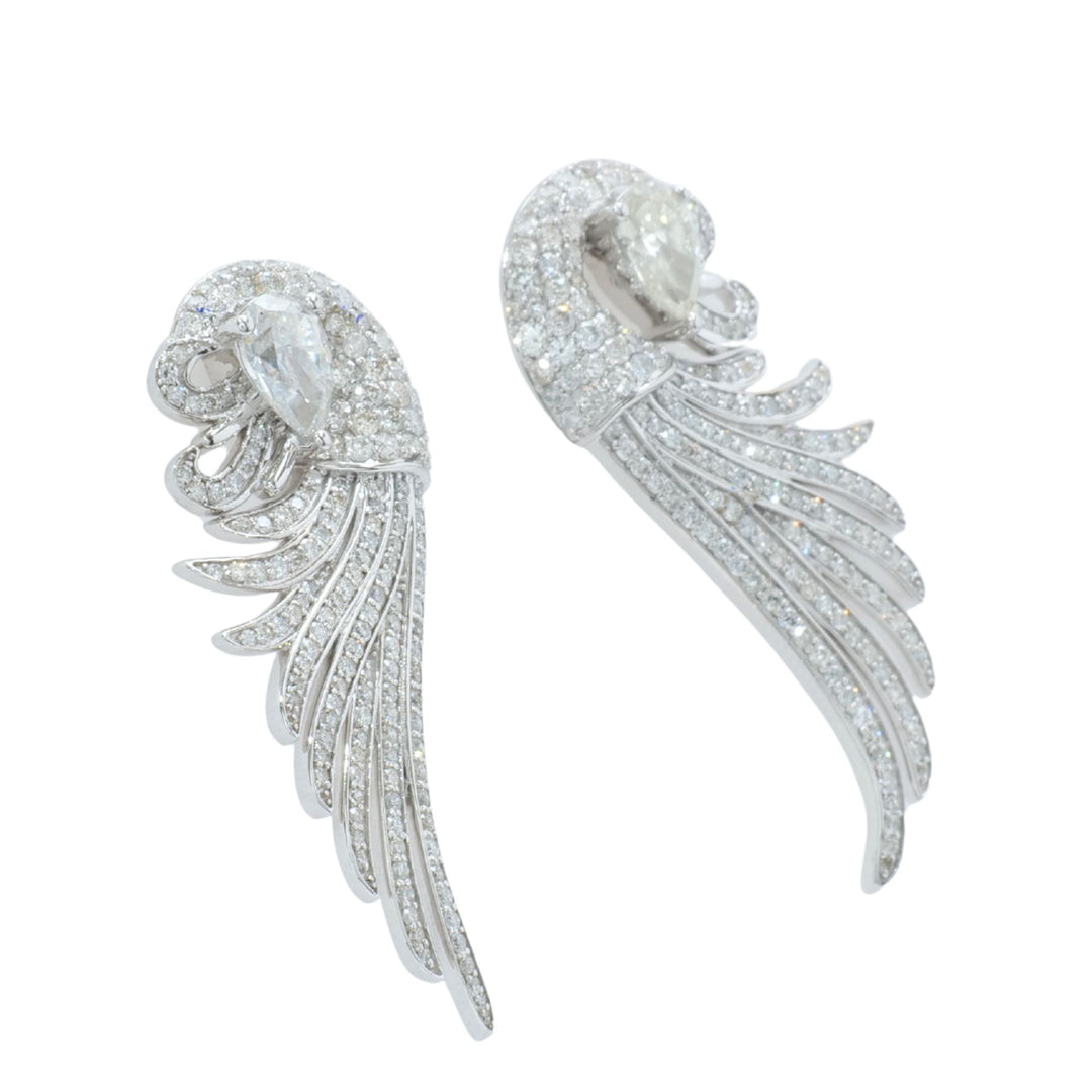 Peacock Feather Diamond Earrings