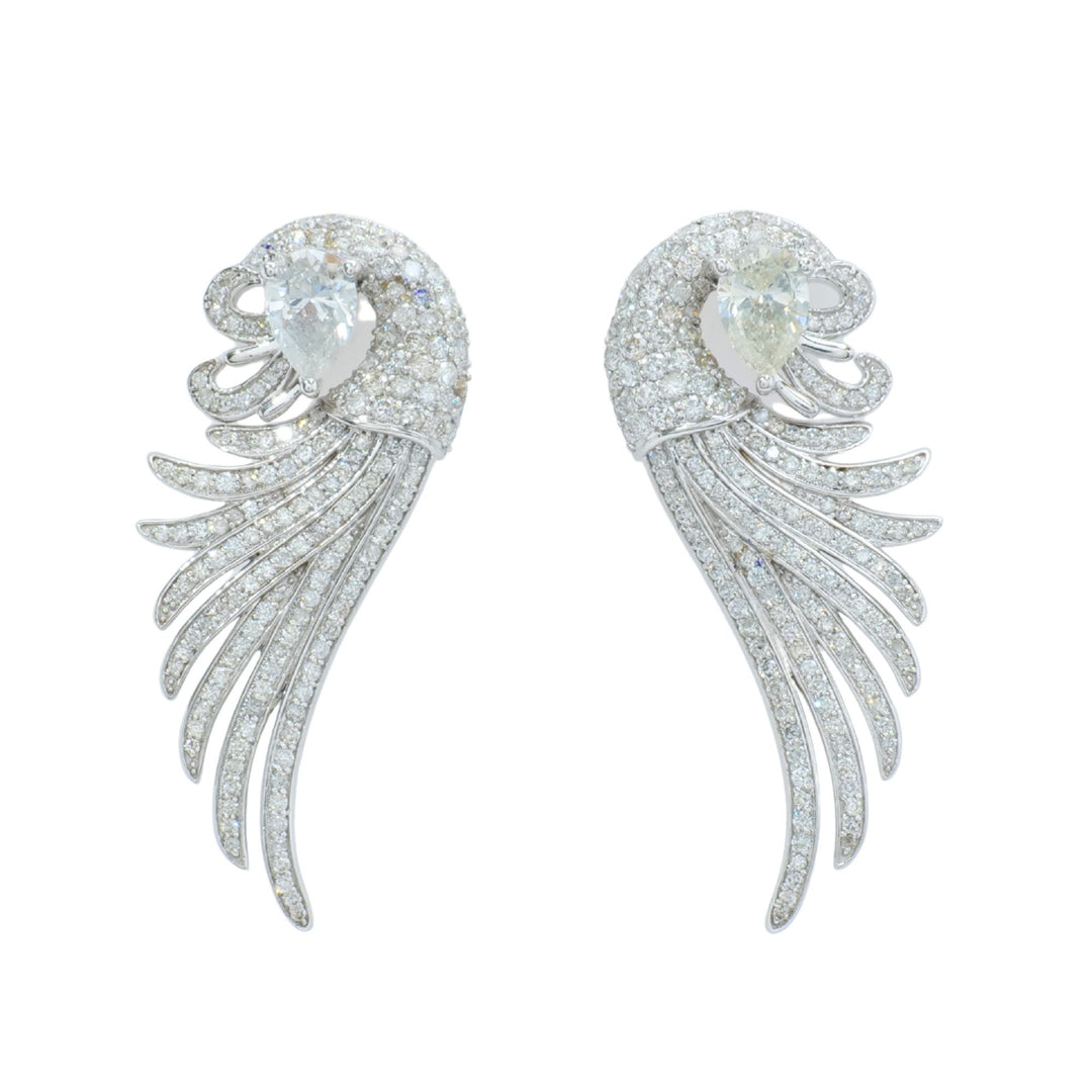 Peacock Feather Diamond Earrings