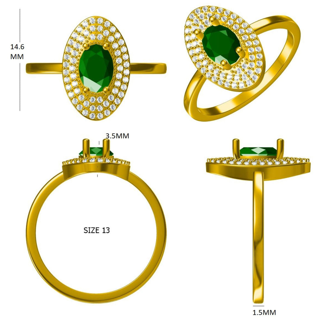 Natural Oval Emerald Halo Diamond Ring