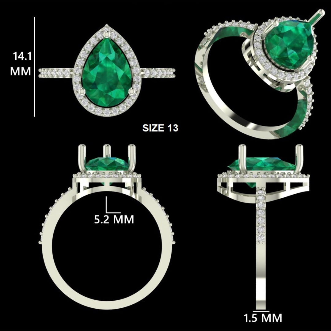 Pear Cut Emerald Diamond Ring