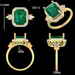 Load image into Gallery viewer, Green Emerald Cut Halo Diamond Ring
