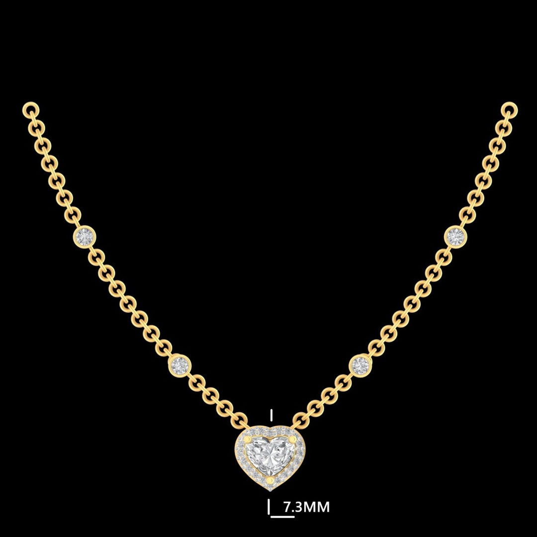 Heart Diamond Pendant Station Necklace