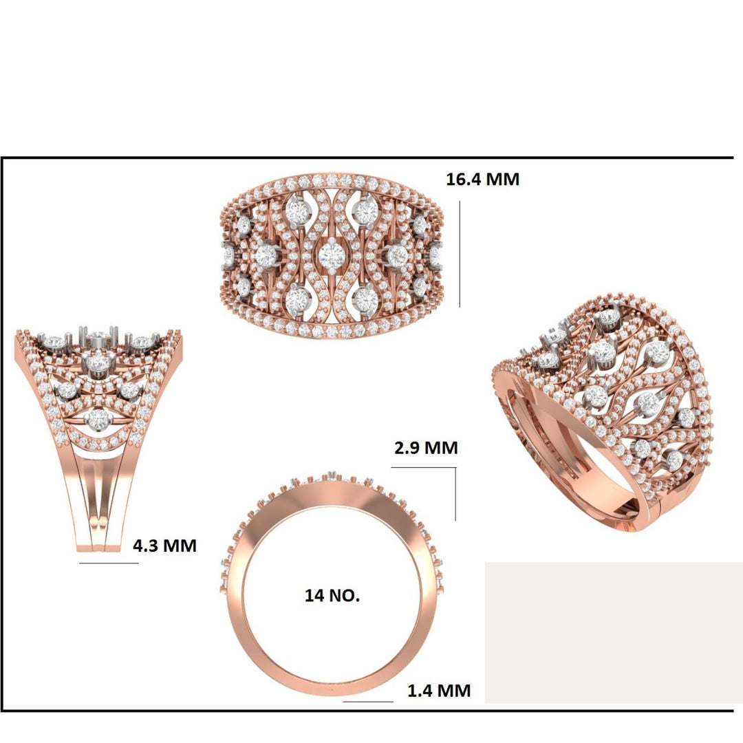 Lattice Diamond Cocktail Band Ring
