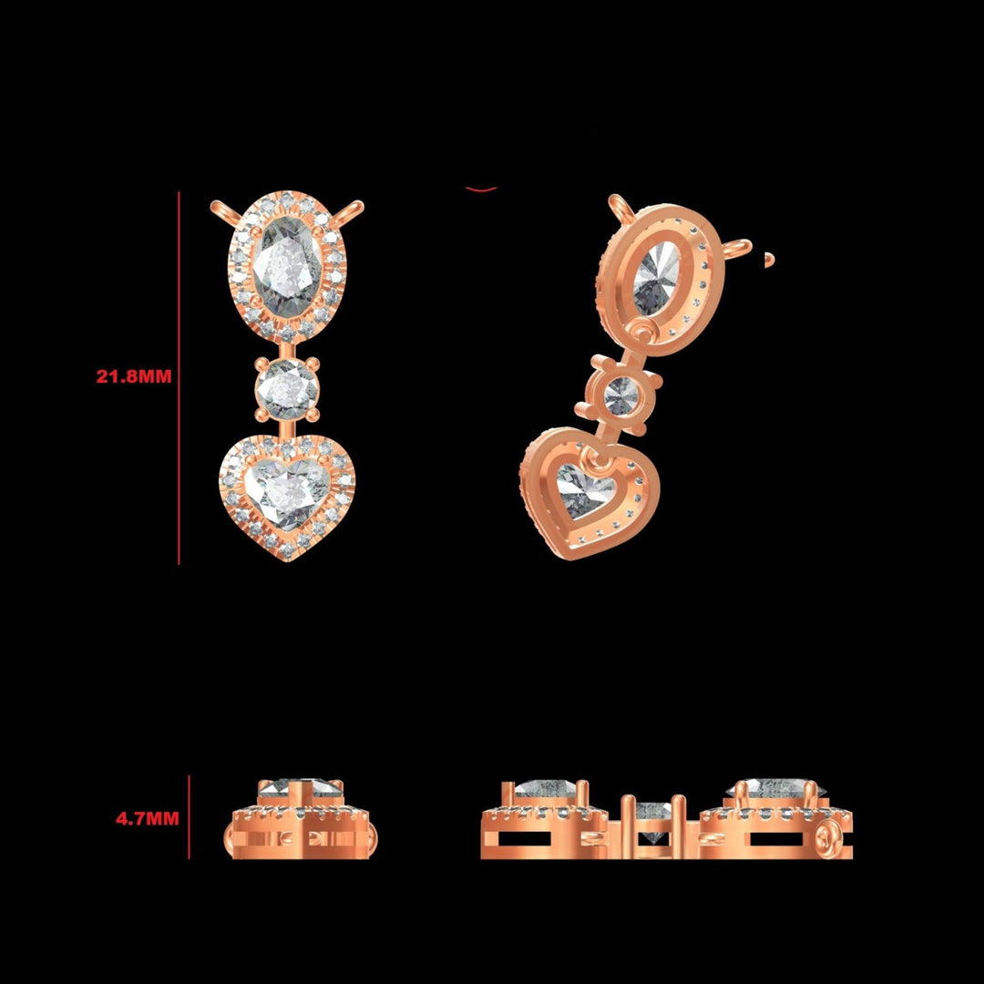 Oval Heart Drop Pendant Necklace