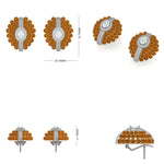 Load image into Gallery viewer, Oval Cluster Orange Sapphire Halo Huggie Earrings
