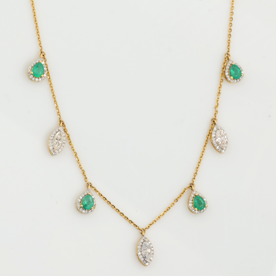 Emerald Diamond Drop Necklace
