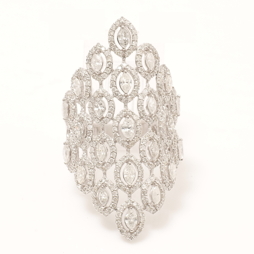 Marquise Lattice Diamond Full Finger Ring