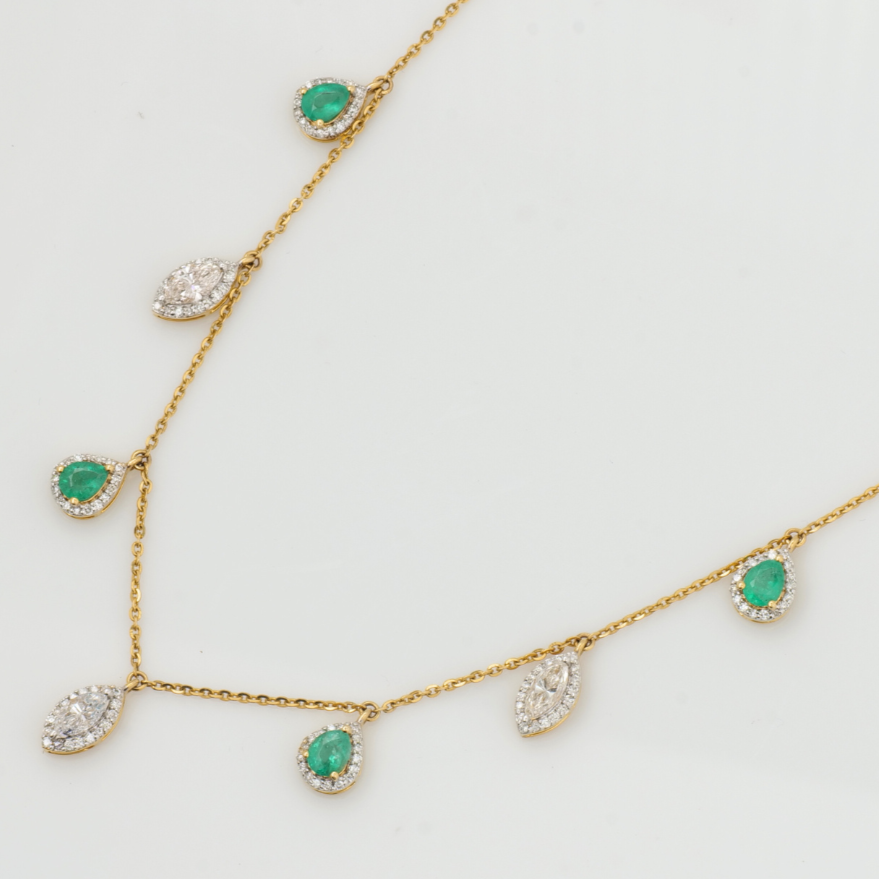 Emerald Diamond Drop Necklace