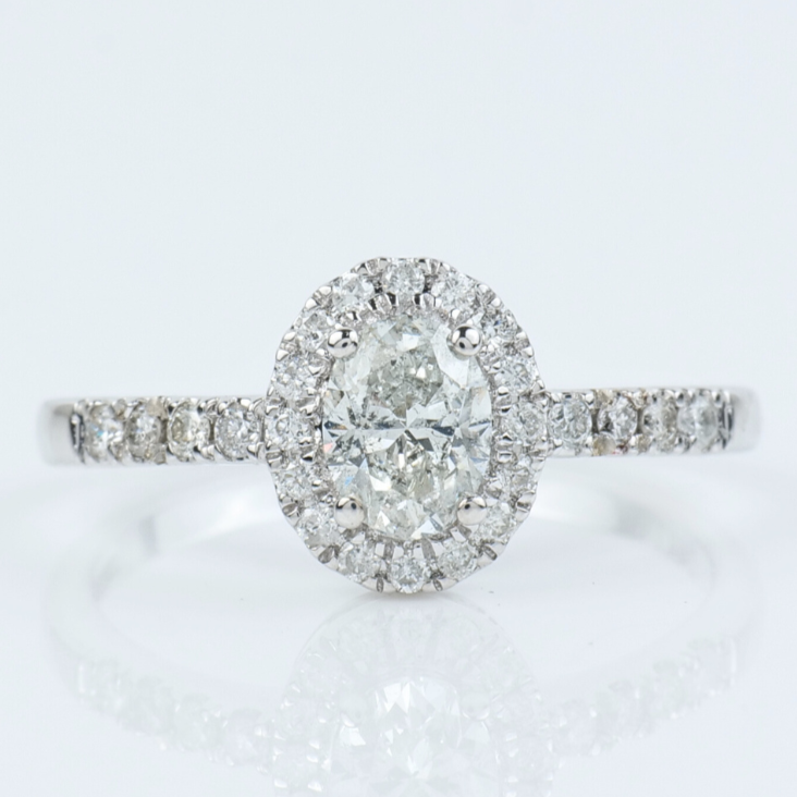Oval Halo Diamond Bypass Ring