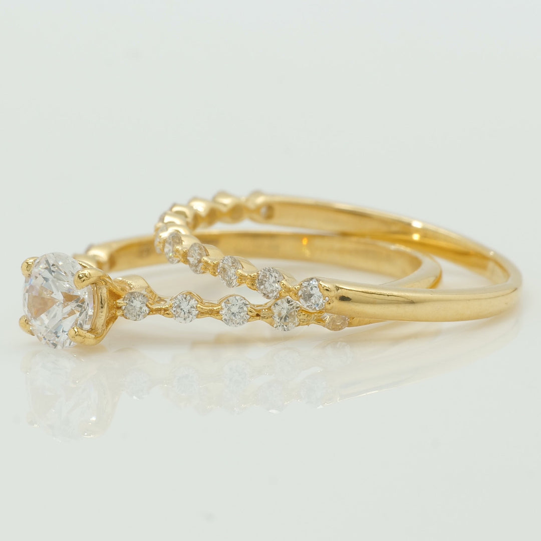 Natural Solitaire Ring With Supporting Band