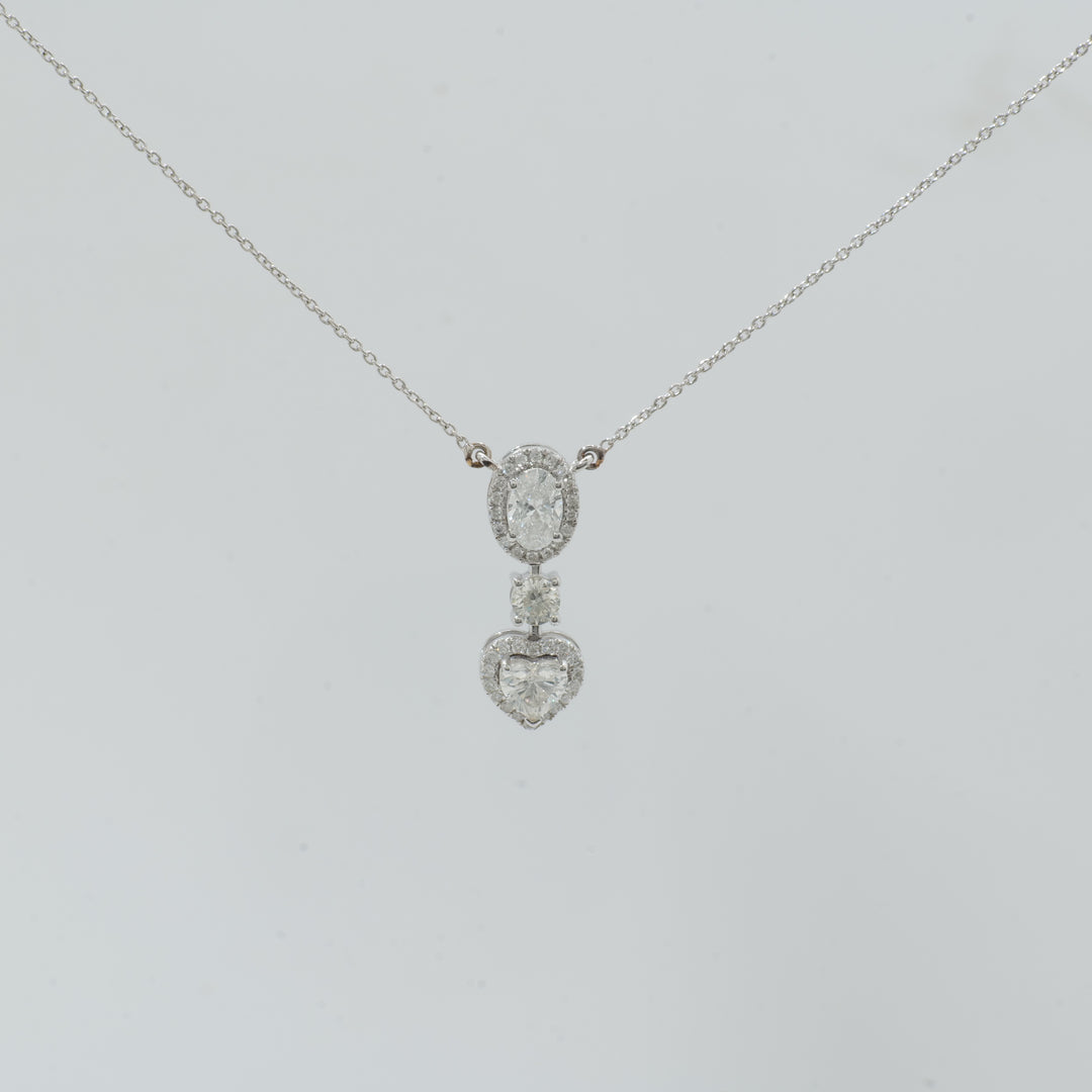 Oval Heart Drop Pendant Necklace